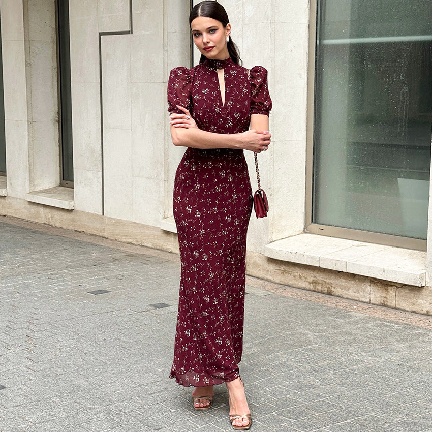 Women’s Deep V-Neck Floral Maxi Dress