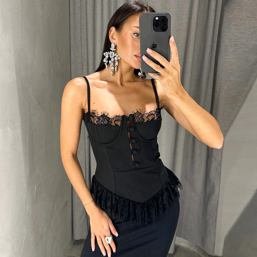 Women’s Lace-Trim V-Neck Camisole Top in White - view 3