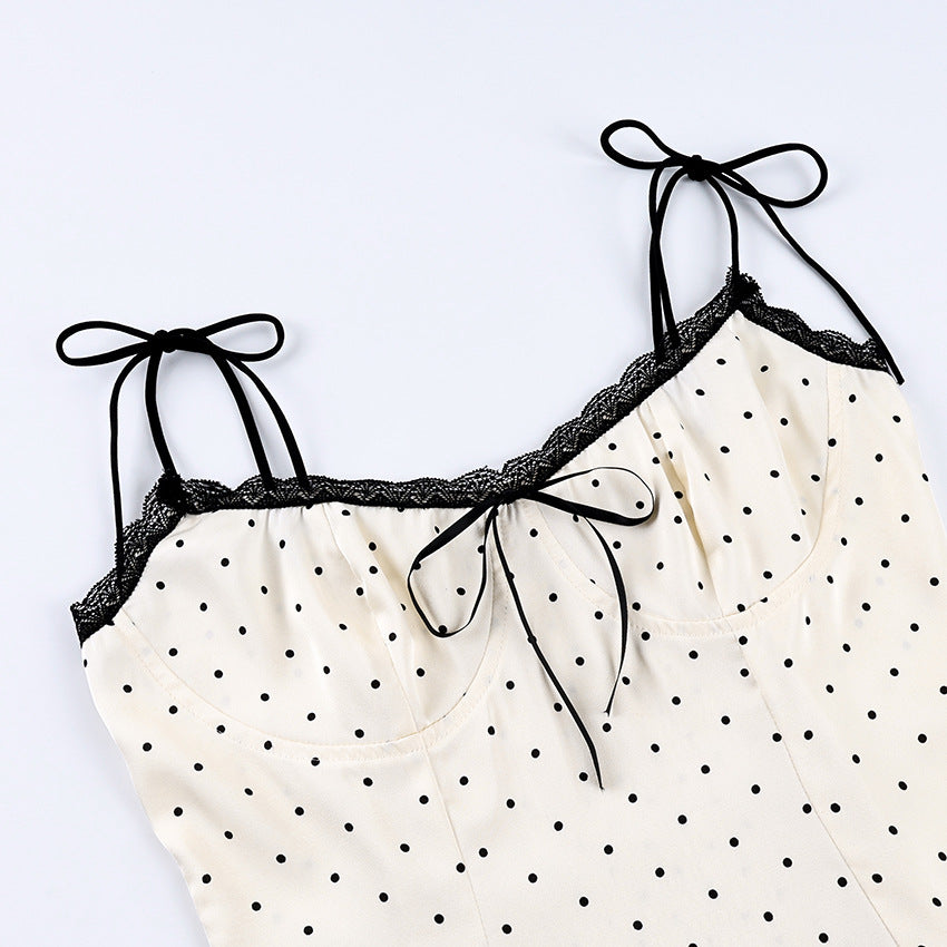 Women’s Polka Dot Lace-Trim Camisole Top - detail view 9