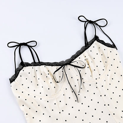 Women’s Polka Dot Lace-Trim Camisole Top - detail view 9