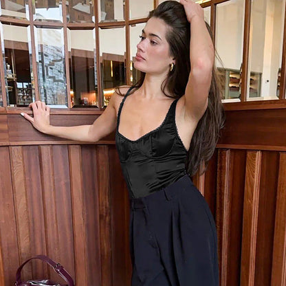 Women’s Basic Slim-Fit Camisole Tank Top in Black - view 4